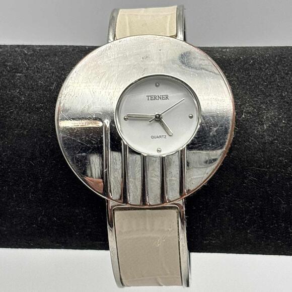 Silver & Cream Terner Cuff Watch - Picture 1 of 4